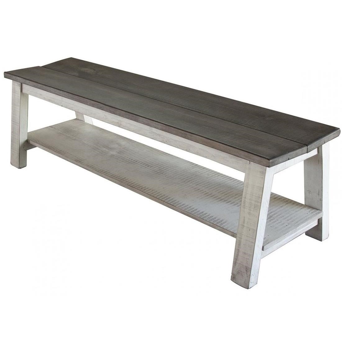 International Furniture Direct Stone IFD469BENCH Relaxed Vintage Solid
